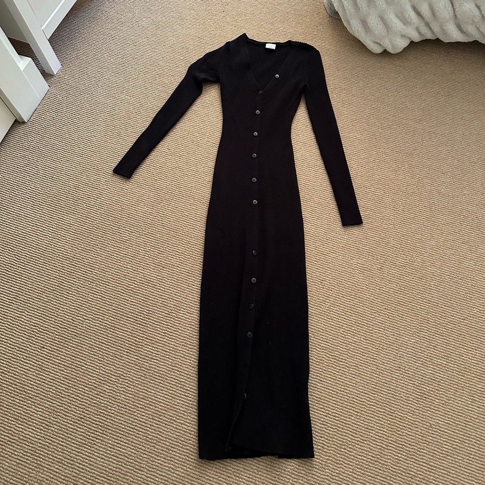 Abercrombie midi button up sweater dress in black